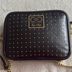 Itzy Ritzy Black and Gold Crossbody diaper Bag with Studded Design great cndt